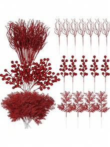 Christmas Glitter Berries Stems Artificial Red Berry Branches Holly Picks Stems Christmas Tree Ornaments For DIY Xmas Wreath Crafts Gifts Holiday Home Decor-Pink Christmas Glitter Needles Christmas Decorations Room Decor,Christmas Decorations, Wedding Scene Arrangements, Christmas Decor Home,Christmas Tree,Christmas Tree Decorations;