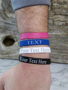 1/3/5/10 件定制硅胶腕带,个性化纯色运动腕带手链,支持成人橡胶手链,批量个性化手链,个性化硅胶腕带手链适用于派对、节日、生日、活动,定制文字手链 - 彩色 - 查看 5