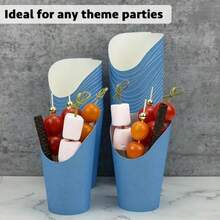 10 cái/20 cái/40 cái/50 cái cốc đựng bánh trứng waffle, cốc giấy Kraft dày dặn có góc cạnh, cốc đựng khoai tây chiên, hộp đựng đồ nướng, cốc đựng kem, hộp đựng món tráng miệng tròn [Phiên bản dày dặn] - Màu xanh nhạt - Xem 3