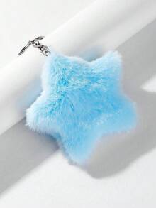 10 piezas DIY Lindos llaveros de estrella de peluche rosa, 1 pieza Decoración de colgante de bolso de estrella de pentágono de peluche azul, Llaveros de estrella para parejas, Regalo creativo para fiestas, Pequeño regalo para accesorios de bolso, Cordones con soporte para identificación, Accesorios para automóvil, Encantos para bolsos, Navidad