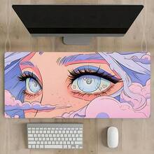 1pc Anime Cartoon Girl And Green Eyes Large Gaming Mouse Pad Multi-Size Keyboard Desk Mat Rubber Anti-Slip Office Mouse Pad Desk Accessories Keyboard Desk Pad For School Office Gift For Friends And Family - 80*30*0.2cm - Xem 3