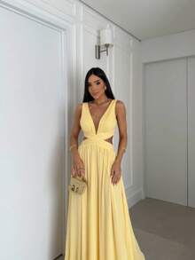 Party Dress For Bridesmaid And Graduation - Yellow - View 1