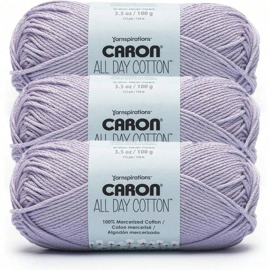 Premium Mercerized Cotton Yarn 3 Pack 173 Yards Each Soft Durable Knitting Crochet Thread Country Blue Color Quick-Dyeing Beginner Expert Use Scarves Blankets Home Decor Craft Projects - Mauve - View 1