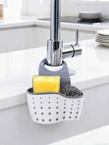 3pcs Sink Hanging Drain Basket Set, Includes Silicone Storage Box, Adjustable Shoulder Strap Drainer Rack, Sponge Holder, Faucet Hanging Basket, Kitchen Storage Bag, Suitable For Storing Sponges And Rags In The Kitchen