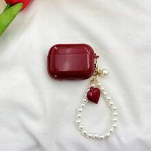 1pc Red Pearl Chain Earphone Case, New Wireless Earphone Protective Cover, Apple Earphone Protective Case, Boyfriend/Girlfriend Gift - Red - View 10