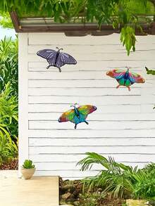 1 pieza Decoración de pared de mariposas de metal - Arte de pared de mariposas realistas, esculturas colgantes para decoración interior o exterior, patio, valla, jardín