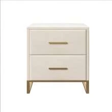 HOKZYHOUSE 2 Stücke Nachttisch mit 2 Schubladen, Beistelltisch mit Metallbeine, Nachtschrank, Nachtkästchen,  für Wohnzimmer, Schlafzimmer, Beige