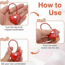 Candado con forma de corazón, candado de combinación lindo para taquillas, candado de amor digital con código, mini candado de amor, candado de combinación para puerta exterior en forma de corazón, color rosa, pequeño candado de viaje para equipaje, candado de combinación metálico con forma de corazón, código de 3 dígitos, sin ensamblaje, sin carga, sin batería - Candado de para equipaje, taquillas, mochilas, joyeros, accesorios de viaje y vacaciones, accesorios para taquillas escolares