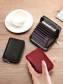 Unisex Large Capacity Zipper Wallet, PU Material RFID Blocking Card Holder Coin Purse - Multicolor - View 2