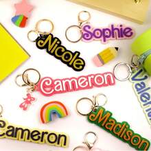 Personalized Name Keychain / Multicolor Customized Keychain / Keyring / Bag Tag / Name Plate / Back To School - 3D Printed Plastic,Apparel Accessories,Chic Autumn, Utilitarian Chic