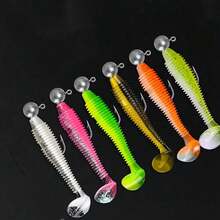50pcs Fishing Lure Set, Including Jig Heads, Soft Bait T-Tail Worm Hooks, Suitable For Bass, Trout And Other Fish, Fishing Tackle