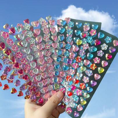 60pcs Colorful Synthetic Gem Stickers - 3D Shiny Self-Adhesive Reusable Decorative Stickers, Suitable For Decorating Phones, Laptops, Tablets, Birthday Gifts, Craft Materials, Assorted Colors, 3D Effect, Glossy Surface, DIY Projects, [Random Style With Color Difference]