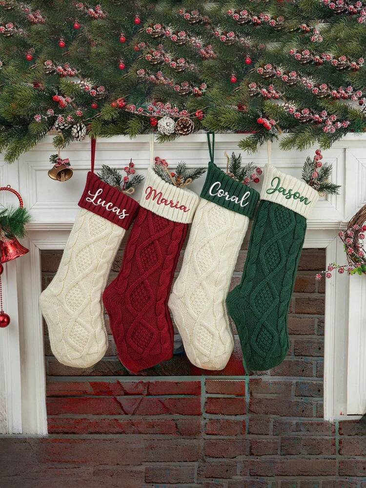 1個 名入れ刺繍 特大クリスマスストッキング、名前入りカスタマイズ