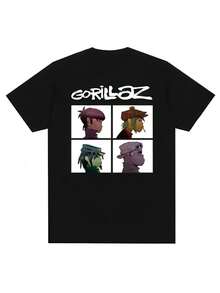 Music Band Gorillazs Punk Rock Print T Shirt 90s Casual Fashion Short Sleeve Plus Size T Shirt Unisex_1n - black5 - View 1