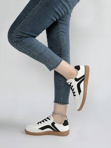 女士透气休闲平底运动鞋跑步鞋 - 黑色 - 查看 6