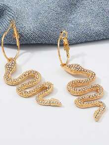 1 Pair Retro Snake Shaped Earrings, Exaggerated Personalized S-Shaped Snake Earrings With Full Rhinestones, Fashionable Niche Earrings Suitable For Daily Wear, Parties, And Gift Giving