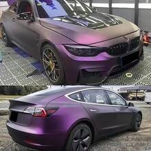 1 لفة من فيلم تغيير لون السيارة بمقاس 50 سم * 3 متر، فيلم تغيير لون الدراجة النارية فائق السواد ذو اللون البنفسجي المتغير، فيلم حماية حديث للسيارة