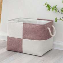 RKSUD Thickened Moisture-Proof Dust-Proof Faux Linen Storage Basket Foldable Laundry Hamper Bedroom Desktop Organizer Bin Box For Clothes Toys Underwear Socks Cosmetics Home Organization Container - Multicolor - View 13