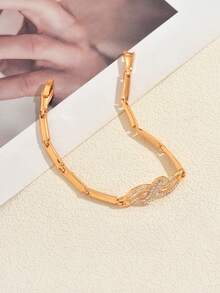 1 pieza Conjunto de pulsera con strass de color dorado de moda, adecuado para que las mujeres creen un estilo de apilamiento personalizado