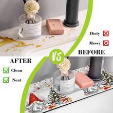 1 buc Crăciun Fericit, Un Brad de Crăciun în Zăpadă, Model Tematic Moș Crăciun, Pad de Scurgere a Chiuvetei, Pad de Robinet de Baie cu Uscare Rapidă din Diatomit, Poate Tăia Decorațiuni de Sărbători, Pad de Scurgere a Bucătăriei de Uz Casnic, Protector pentru Lavoar, Potrivit pentru toate tipurile de robinete din baie și bucătărie. - Multicolor - Vizualizare 10