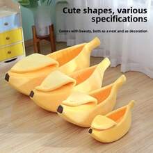 1pc Pet Bed Cushion - Multi-Color (Red, Blue, Pink, Green), Multi-Size Options Suitable For Various Pets, Banana Shape, Warm & Comfortable For Winter, Breathable, Ideal For Cat Beds, Dog Beds, Semi-Enclosed Pet Nests, Hamster Nests And Other Pet Choices