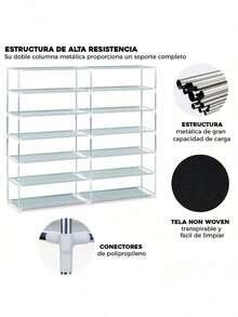 Zapatera Doble de Closet 6,7 Niveles 32pares Organizador Cubierta de Tela Impermeable, Estante con Estructura de Acero de 6-7 Niveles, Zapatero Ahorrador de Espacio, Multifuncional de Fácil Armado - Multicolor - Ver 7