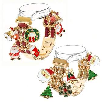 1 件优雅金属表带，配有迷人吊坠，可调节长度链带，兼容 20 毫米/22 毫米智能手表接口，圣诞节/万圣节派对配件（仅表带）