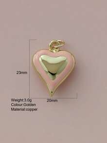 1pc Cute Heart-Shaped Copper Pendant, Handmade DIY For Necklace, Bracelet, Earrings, Suitable As Christmas Gift