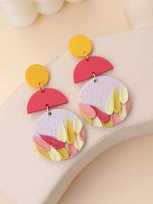 1 Pair Handmade Soft Clay 3D Floral Pattern Earrings, Naturalistic Design, Fashionable & Unique, Suitable For Parties, Daily Wear, And As Gifts