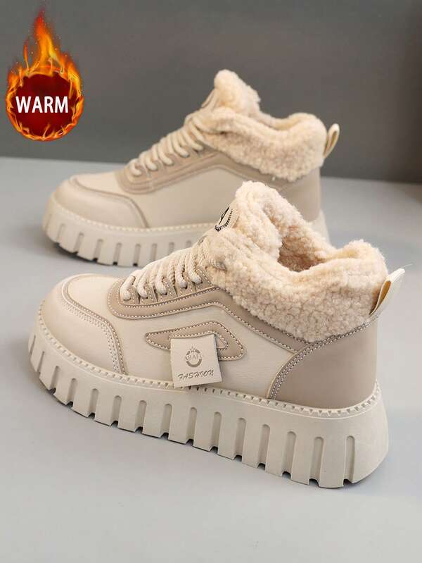 1 Pair High-Quality Women's Winter Multifunctional Fashion Casual Thermal Lined Thick Sole High-Top Snow Boots, Outdoor Sports Casual Shoes For Daily Wear