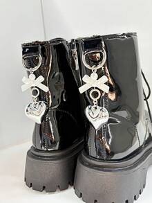 2pcs White Bow & Silver Heart Shoe Charms, Suitable For Men/Women Boots, Flats, Sneakers, Bags, Phone Cases, Clothing DIY Decoration, Accessories - Best For Holiday, Birthday, Party Gifts - Silvery White - View 3