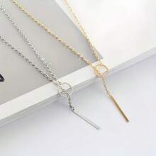 Women's Y-Necklace With Round & Rectangular Pendants, Delicate Chain Design, Essential For Casual Outfits, Versatile Accessory For All Year Round, Modern Necklace, Spiral Pendant Shape, Fashionable Statement Piece, Ideal For Jewelry Lovers, Birthday, Holiday, Christmas, New Year Gifts