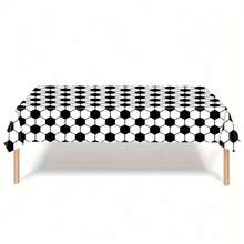 6 buc. față de masă de unică folosință pentru decorațiuni de petrecere, 137 * 274 cm / 54 * 108 inci, față de masă simplă cu model de fotbal alb-negru, potrivită pentru diverse petreceri tematice și decorațiuni de zi cu zi.