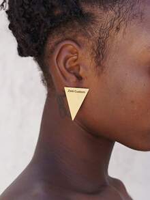 1 Pair Elegant Gold Cross Earrings, Stud Symbol Earrings, Gold Iconic Earrings, Everyday Jewelry, Original Design Earrings, Customized Jewelry For Opposite Designs, Personalized Name Customization Earrings, Opposite Styles, Rectangular, Abstract Design Styles. - Style 4 - View 6