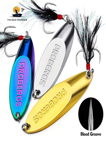 1 pieza Señuelo de pesca de aleación de zinc con gancho reforzado y lentejuelas biseladas - Adecuado para señuelos artificiales y acciones oscilantes, perfecto para capturar salmón, lubina y trucha, con plumas artificiales simuladas en el gancho - Productos deportivos al aire libre - Señuelos - Señuelos de pesca - Suministros de pesca - Herramientas de pesca - Equipo de pesca