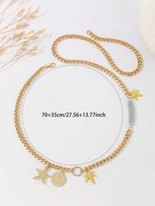 1pc Sexy Coin, Starfish, Palm Tree Pendant Waist Chain, Versatile For Women, Suitable For All Seasons