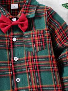 Koszula dla chłopca na imprezę, dżentelmena, muszka, długi rękaw, kołnierzyk, koszula w kratę, formalna, odpowiednia na sezon jesień/zima, Walentynki