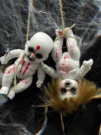 1 pieza Bebé fantasma espeluznante de Halloween, adorno colgante espeluznante, articulaciones móviles, accesorios de cabello espeluznantes, adecuado para crear atmósfera de decoración en el hogar, bar, interior y exterior, así como decoración de fiesta de Halloween, decoración del hogar, decoración de habitaciones, bromas, regalos de Halloween