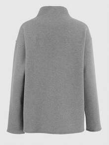 Chaqueta de punto de lana de unicolor minimalista de manga larga y doble botonadura de Boyue68, abrigo casual de calle, adecuado para la oficina, uso diario, vacaciones, Navidad, Halloween, otoño/invierno