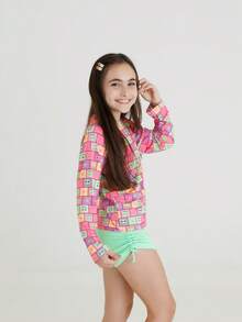 UV 50+ Sun Protection Beachwear For Girls And Kids - màu xanh lá - Xem 3