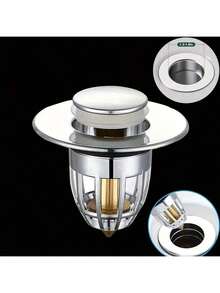 3 piezas Tapón de drenaje a prueba de olores para lavabo de baño, con núcleo de cobre refinado, tapón de drenaje de presión hacia abajo y atrapapelos, adecuado para lavabo y bañera, diseño de plástico duradero con tornillos de metal, accesorios de baño