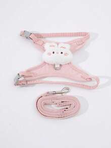 1pc Adjustable Rabbit Harness Leash, Cute Bear Ear Rabbit Harness Leash, Suitable For Small Pets And Rabbits, Small Animal Collar And Leash, Harness With Leash, Adjustable Leash