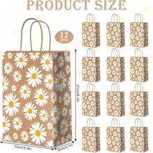 12 PCS Daisy Flower Gift Bags Bulk Daisy Party Favors Bags Daisy Candy Bags With Handles For Wedding Retro Birthday Party Decorations Supplies - 彩色 - 查看 2