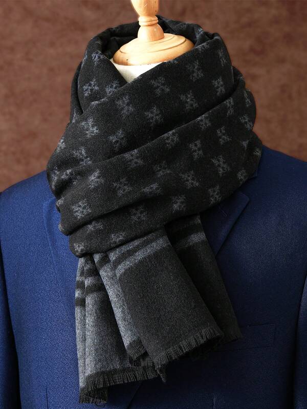 وشاح رجالي فاخر للأعمال، وشاح يناسب الجنسين، وشاح رجالي مطبوع بمقاس 180*30 سم، مناسب للأعمال، وشاح شرابة عصري، وشاح كلاسيكي مربعات