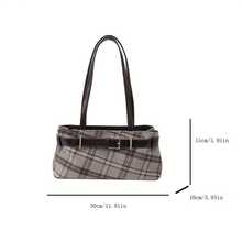 Vintage Plaid Shoulder Bag| Checkered Tote With Pendant, Perfect For Commute, Shopping & Holiday Gifts - Hồng - Xem 10