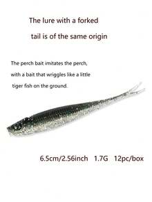 12pcs/Package New Style Soft Bait With Shadow Swing Tail, Simulating Fish Tail Movement, Lightly Floating And Slowly Sinking, Suitable For Freshwater, Saltwater, And Black Pits, Black Bass Fishing Gear, Predator Bait, Soft Tail Worm Imitation Bait, Jig Head Hooks, Fish Head Hooks For Long-Range Casting Artificial Bait