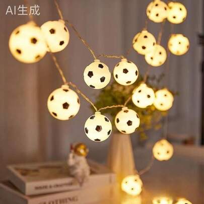 European Football LED String Lights: Indoor/Outdoor Decoration Fairy Lights – Powered By Battery, Creates A Romantic Ambiance, Effortless Installation – Ideal For Football Enthusiasts & World Cup