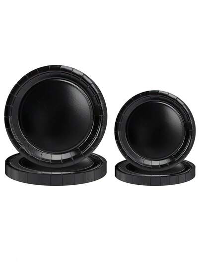 10 pezzi/20 pezzi/50 pezzi Confezione di piatti neri rotondi monouso, piatti da pranzo in carta da 9 pollici, piatti da dessert da 7 pollici per pasti quotidiani, picnic, campeggio, compleanni, Natale, Ognissanti, Ringraziamento, decorazioni