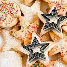 5pcs/Set Star Tower Cookie Cutter Set, Christmas DIY, Sizes: 2", 2.3", 2.7", 3", 3.5", Stainless Steel Star Shaped Cookie Molds For Pastry, Cookies And Dough Cutting