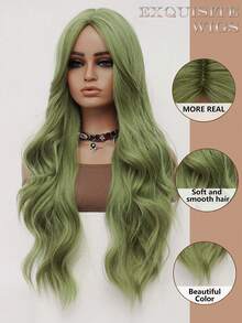 clouder 绿色超长卷发假发 30 英寸角色扮演假发万圣节圣诞节假发优雅柔软哑光头发松散卷发休闲外出街头朋克假发摇滚假发蓬松自然酷女孩合成耐热纤维假发适合女性日常派对假发音乐节假发前卫学院风格假发现代时尚哥特式假发 - 綠色 - 查看 7